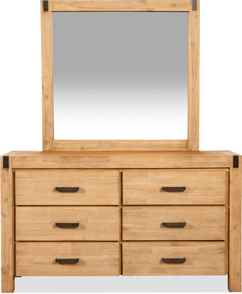 Coral Bay Acacia 6 Drawer Dresser with Mirror