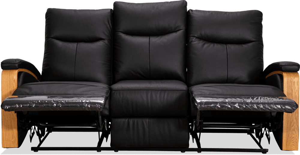 Ezra Leather PVC 3 Seater Lounge With 2 Built In Recliners