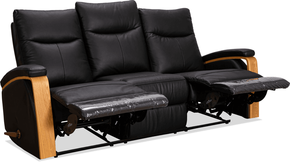 Ezra Leather PVC 3 Seater Lounge With 2 Built In Recliners
