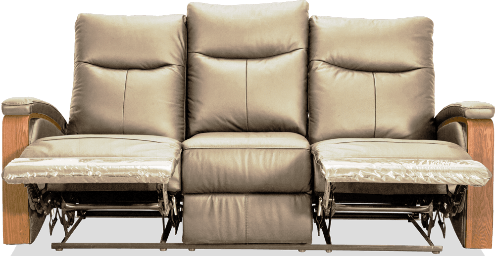 Ezra Leather PVC 3 Seater Lounge With 2 Built In Recliners