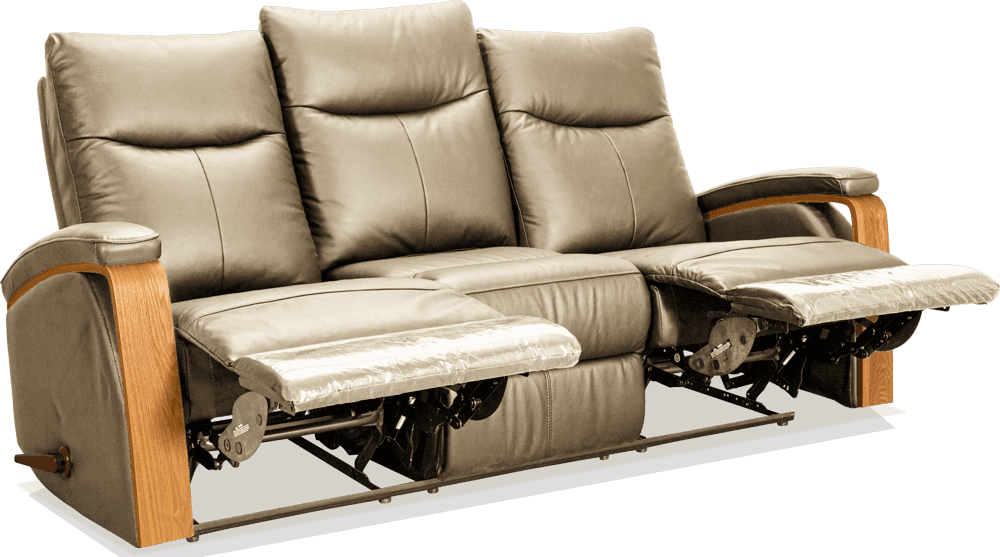 Ezra Leather PVC 3 Seater Lounge With 2 Built In Recliners