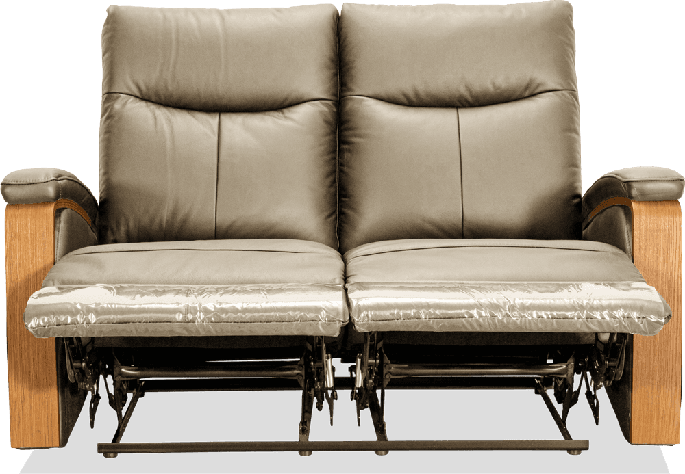 Ezra Leather PVC 2 Seater Lounge With 2 Built In Recliners