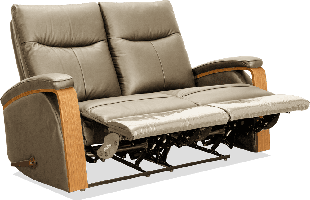 Ezra Leather PVC 2 Seater Lounge With 2 Built In Recliners