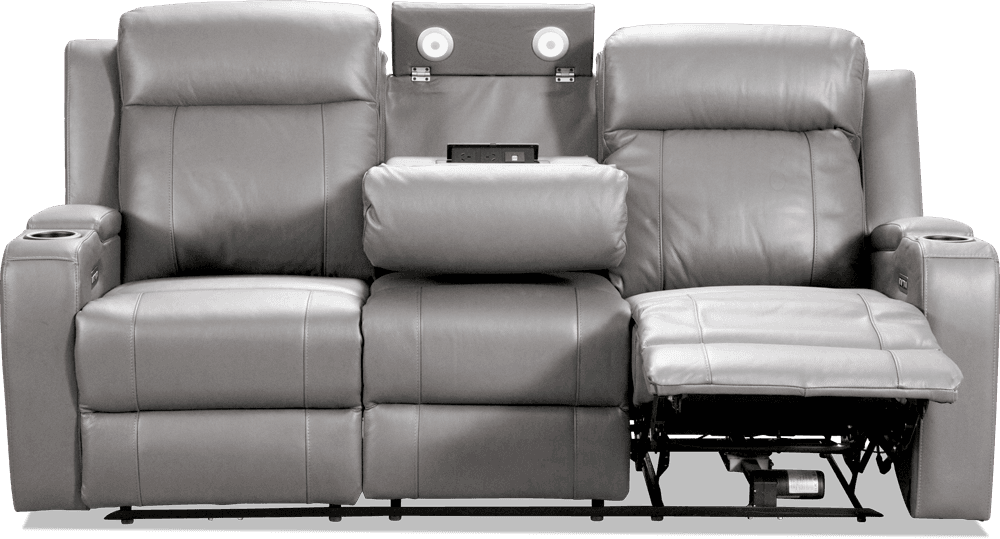 Liverpool Leather 3 Seater Lounge With 2 Built In Power Recliners