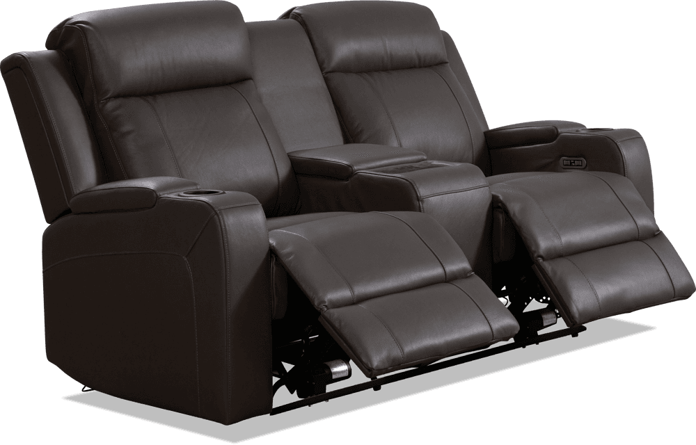 Liverpool Leather 2 Seater Lounge With 2 Built In Power Recliners