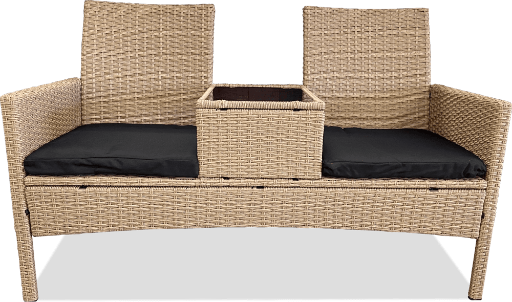 Finley Steel/PE Wicker/Tempered Glass 2 Seater Jack N Jill