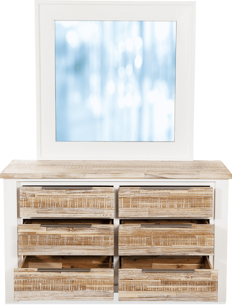Bermuda Acacia 6 Drawer Dresser with Mirror