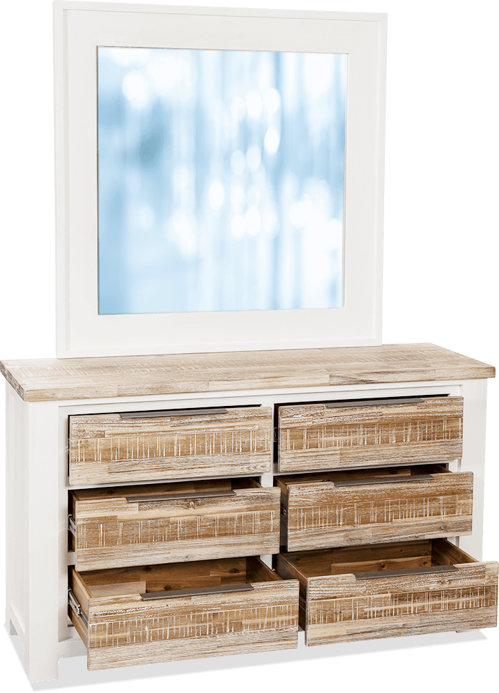 Bermuda Acacia 6 Drawer Dresser with Mirror