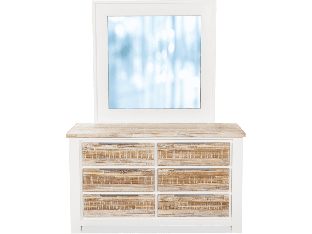 Bermuda Acacia 6 Drawer Dresser with Mirror