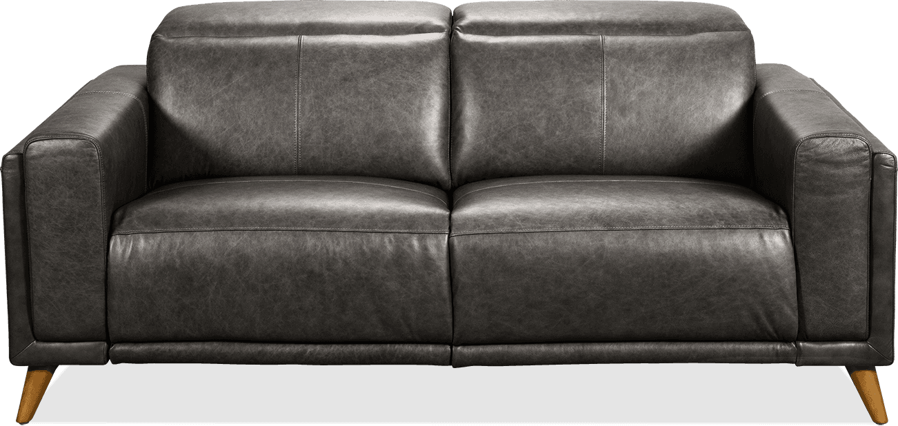 Cali Leather Corrected Grain/Waxed 2 Seater Lounge With 2 Built In Power Recliners