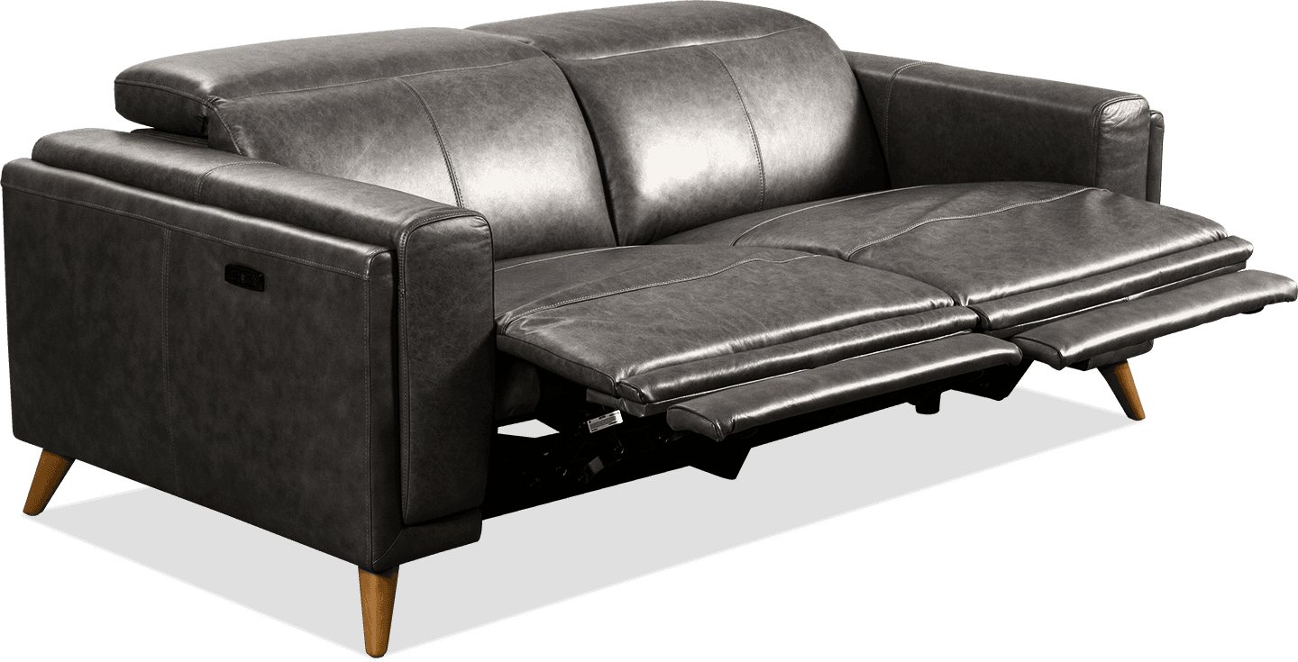Cali Leather Corrected Grain/Waxed 2 Seater Lounge With 2 Built In Power Recliners