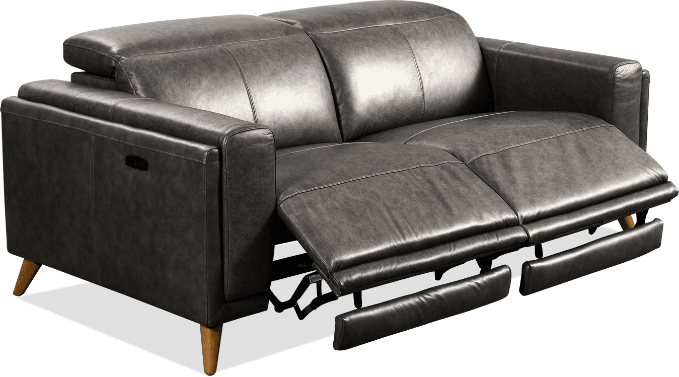 Cali Leather Corrected Grain/Waxed 2 Seater Lounge With 2 Built In Power Recliners