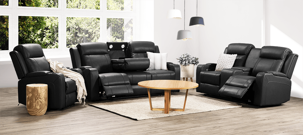 Liverpool Leather 2 Seater Lounge With 2 Built In Power Recliners