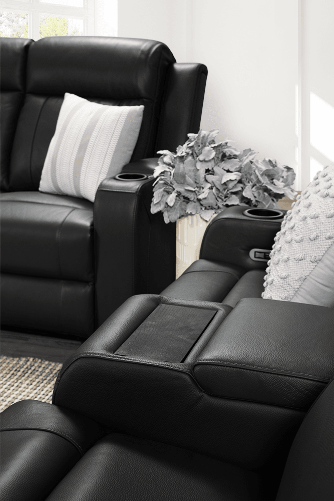 Liverpool Leather 2 Seater Lounge With 2 Built In Power Recliners