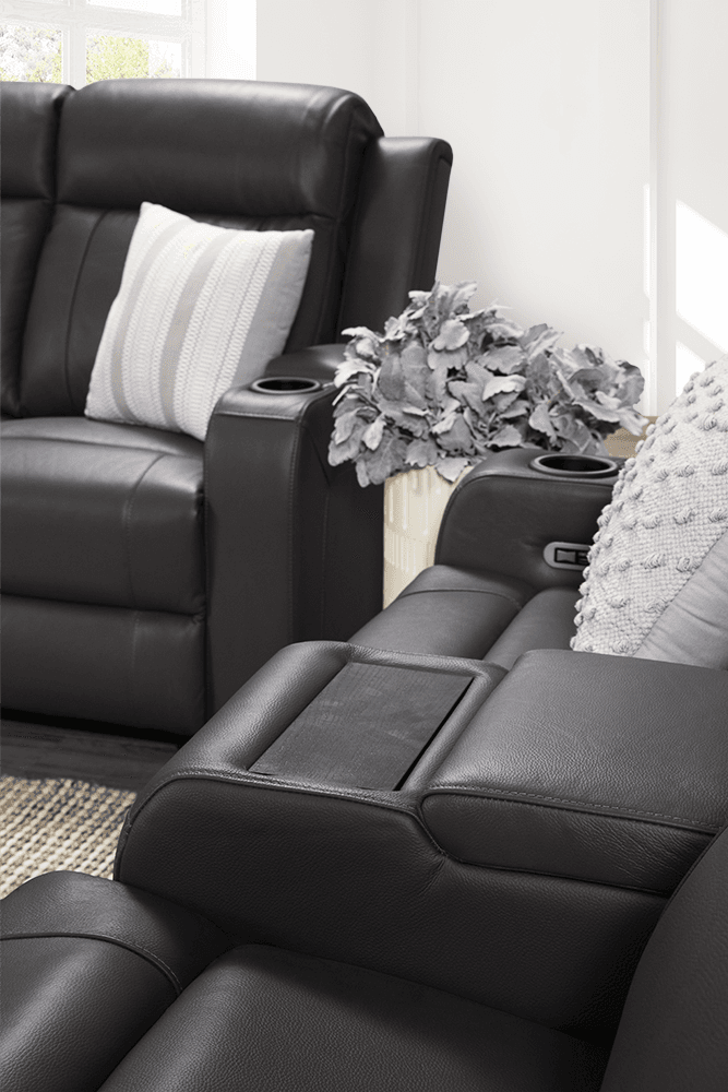 Liverpool Leather 3 Seater Lounge With 2 Built In Power Recliners
