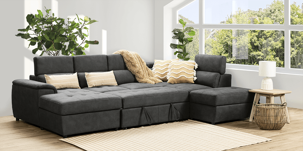 Tyson Premium Rhino 4 Seater Lift up Left Hand Chaise Lounge With Ottoman