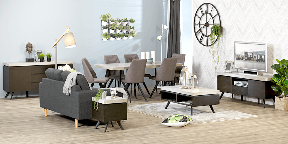 Manhattan MDF/Metal 1800 Rectangle Dining Table