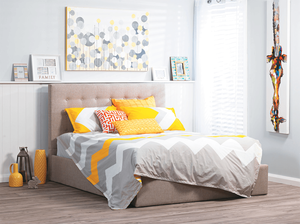 Aria Sky fabric Queen Storage Lift-Up Bed