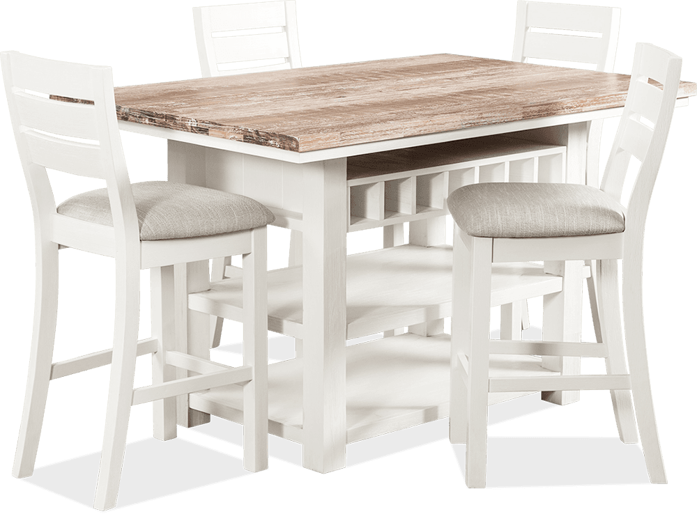 Bermuda Acacia 5 Piece Bar Suite with Backrest Stool