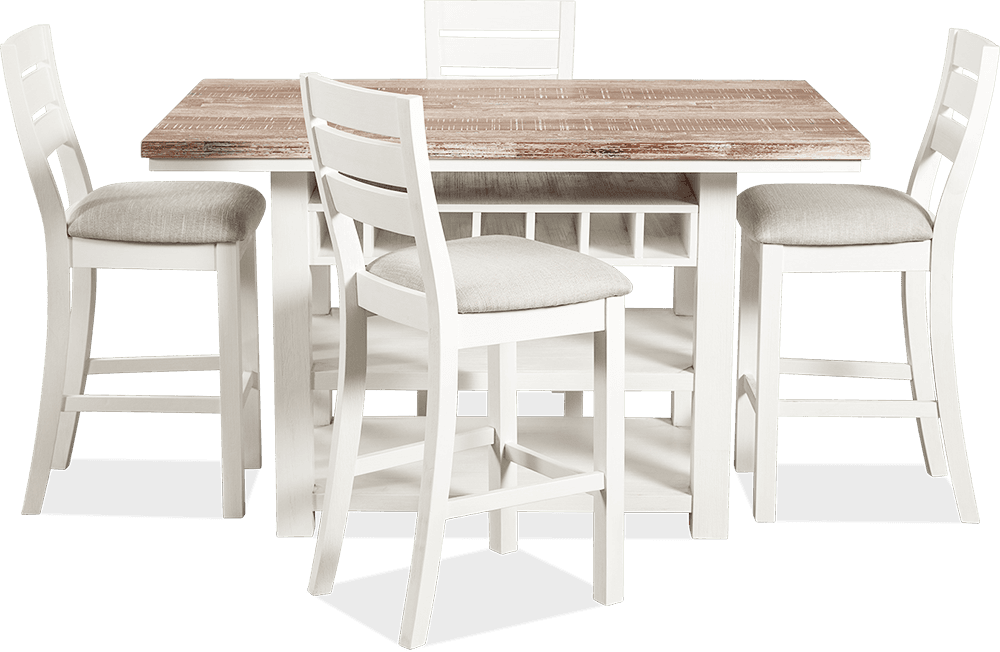 Bermuda Acacia 5 Piece Bar Suite with Backrest Stool