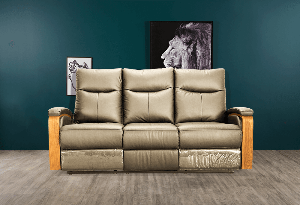 Ezra Leather PVC 3 Seater Lounge With 2 Built In Recliners