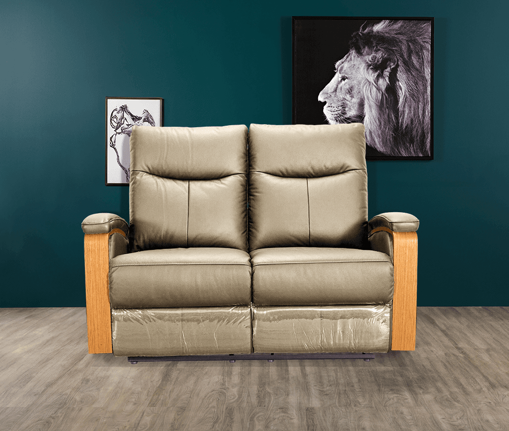 Ezra Leather PVC 2 Seater Lounge With 2 Built In Recliners
