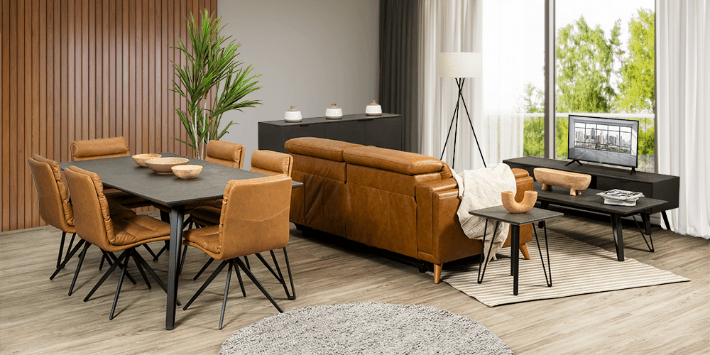 Onyx MDF/Metal Rectangle Dining Table