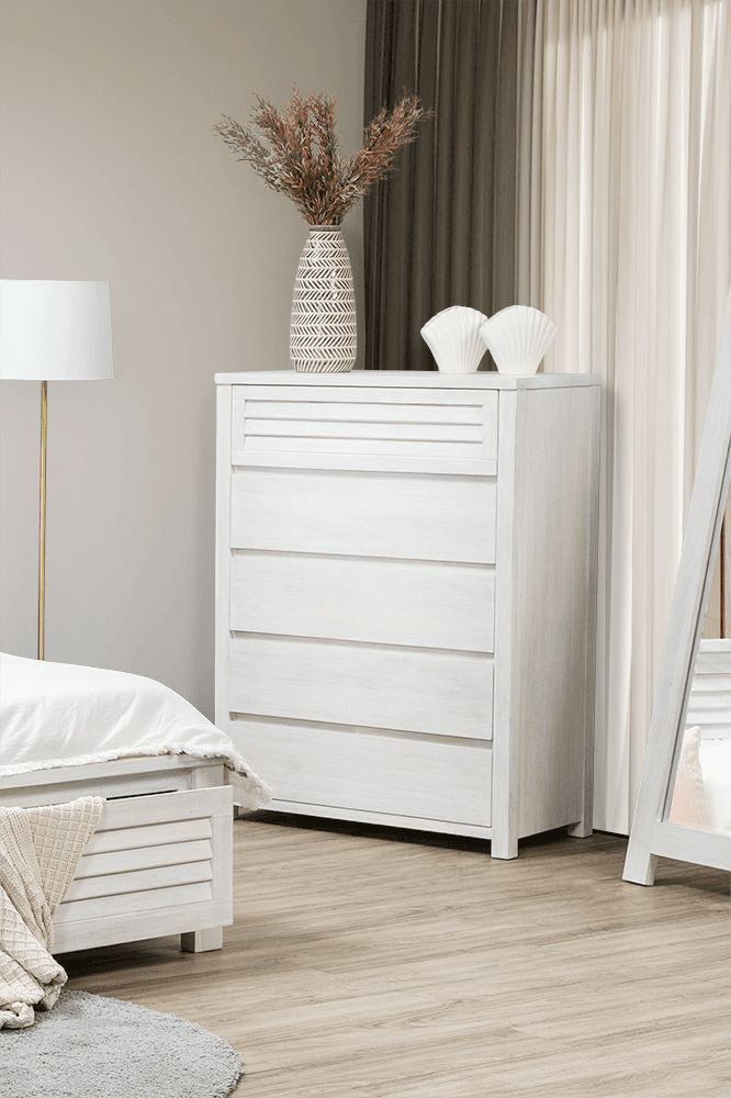Malibu MDF/Acacia 5 Drawer Chest