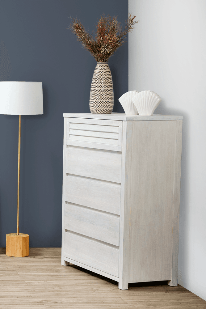 Malibu MDF/Acacia 5 Drawer Chest