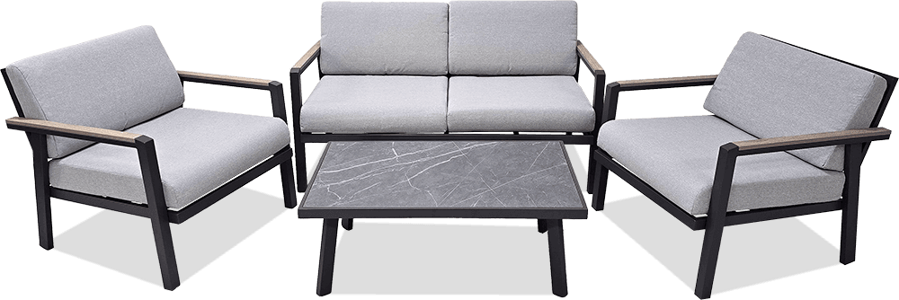 Elmo Steel 4 Piece Double Package Lounge With Coffee Table