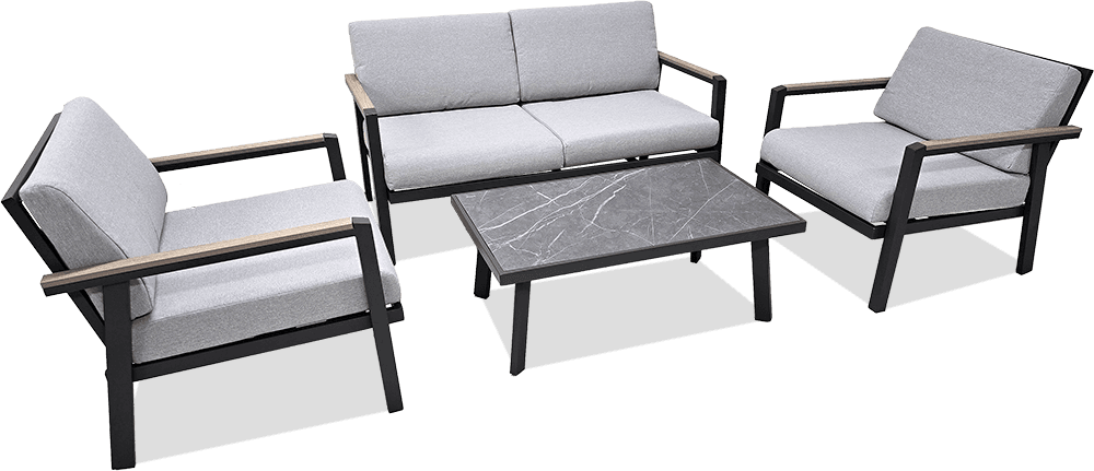 Elmo Steel 4 Piece Double Package Lounge With Coffee Table