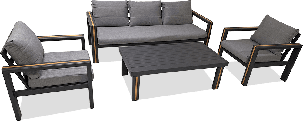 Kent Aluminium 4 Piece Triple Package Lounge With Coffee Table
