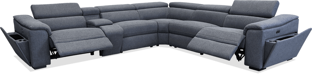Santana Elegant 5 Seater Modular Lounge With 2 Built In Power Recliners With Console