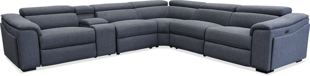 Santana Elegant 5 Seater Modular Lounge With 2 Built In Power Recliners With Console