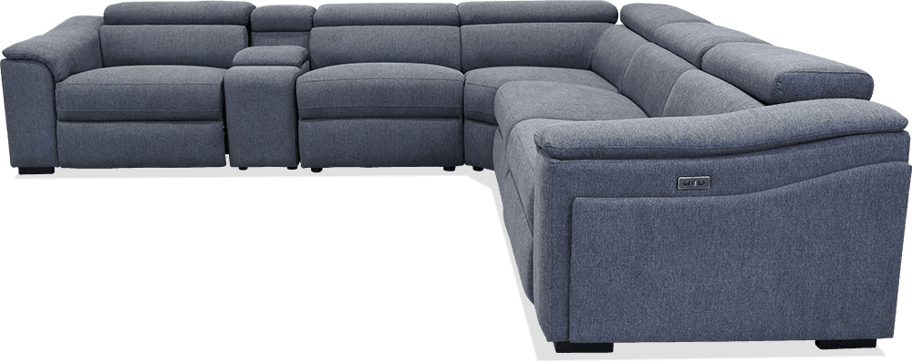 Santana Elegant 5 Seater Modular Lounge With 2 Built In Power Recliners With Console