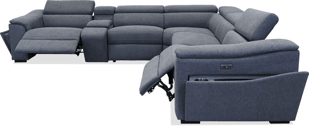 Santana Elegant 5 Seater Modular Lounge With 2 Built In Power Recliners With Console