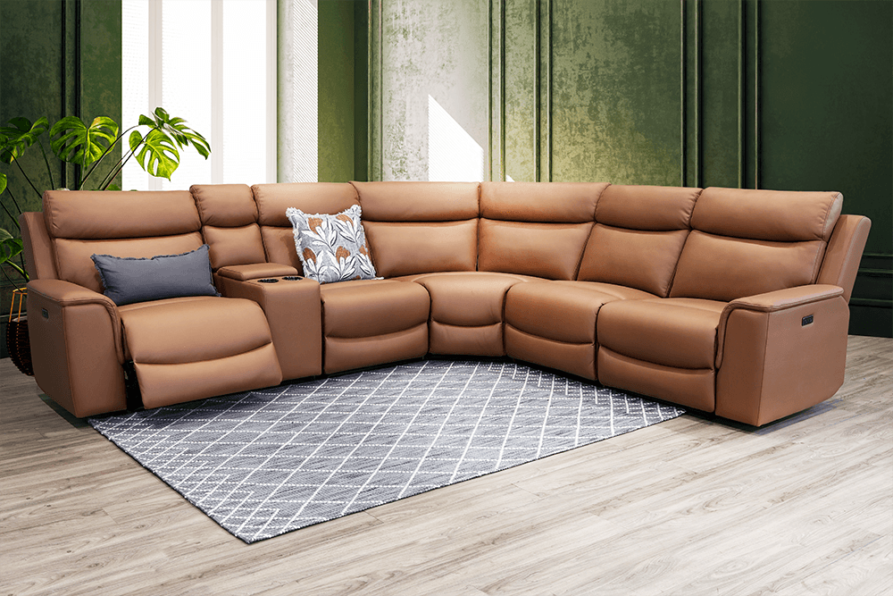 Daytona Nicki 5 Seater Modular Lounge With 3 Built In Power Recliners