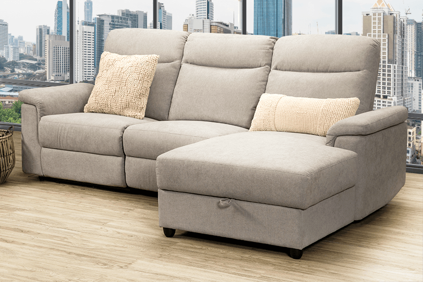 Berlin Fabric 3 Seater Lounge With Right Hand Chaise