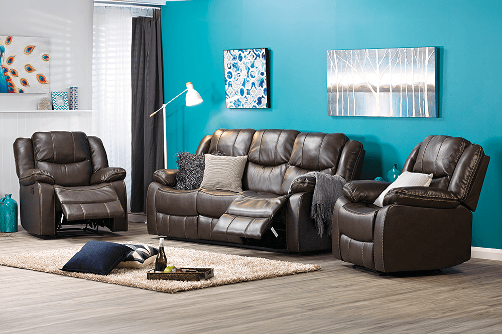 Fairmont Syntech 3 Seater Lounge With 2 In Built Recliner With 2 Recliners Suite