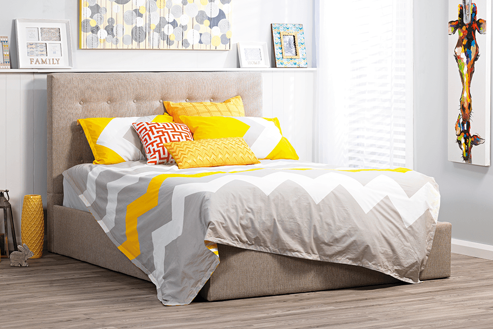 Aria Sky fabric Queen Storage Lift-Up Bed