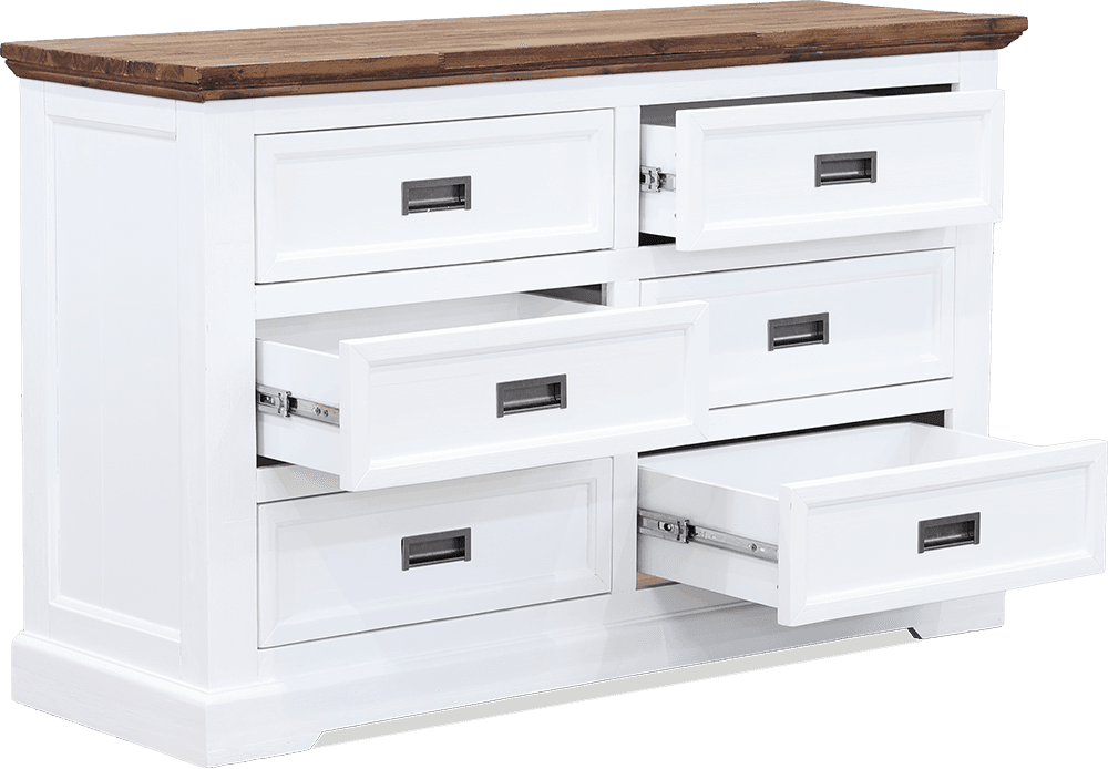 Augusta Acacia 6 Drawer Low Chest