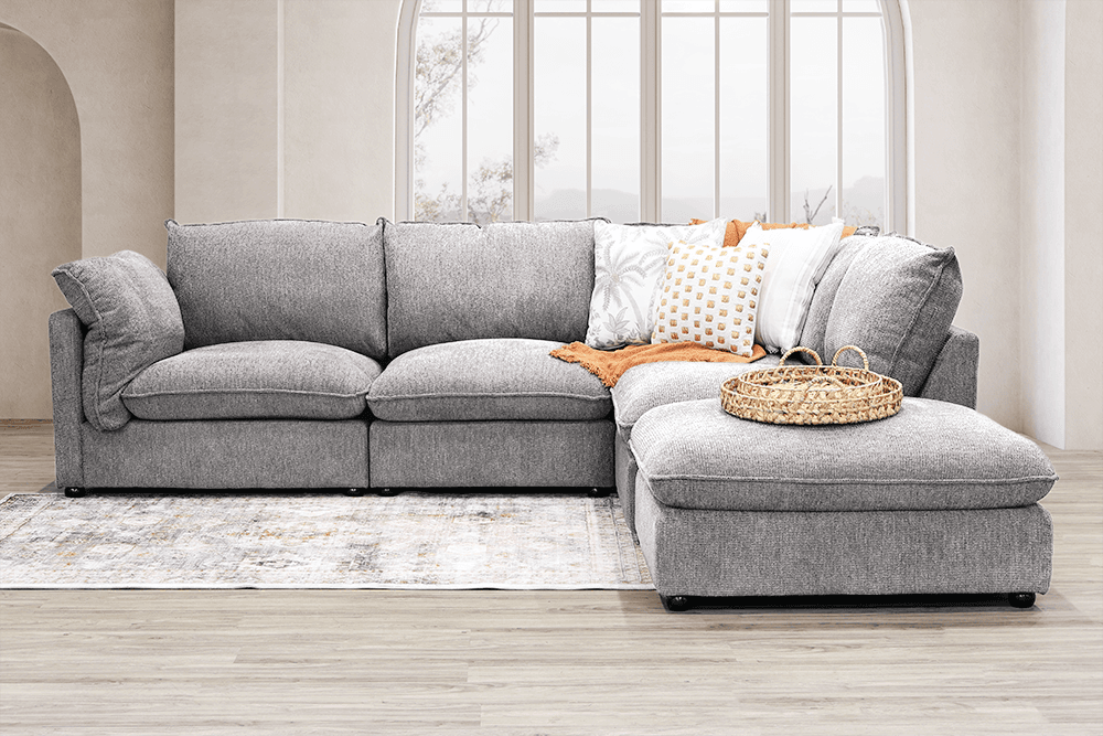Cruz Night 4 Seater Lounge With Right Hand Chaise With Ottoman