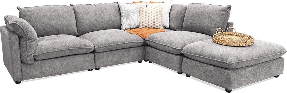 Cruz Night 4 Seater Lounge With Right Hand Chaise With Ottoman