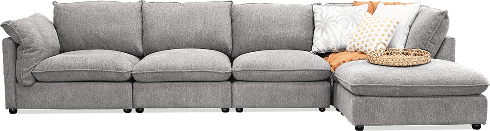 Cruz Night 4 Seater Lounge With Right Hand Chaise With Ottoman
