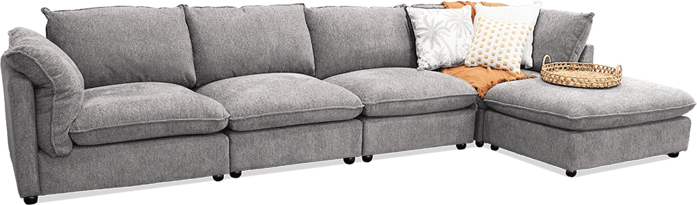 Cruz Night 4 Seater Lounge With Right Hand Chaise With Ottoman