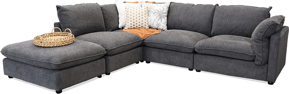 Cruz Night 4 Seater Lounge With Left Hand Chaise With Ottoman