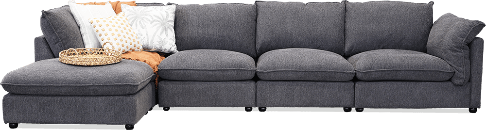 Cruz Night 4 Seater Lounge With Left Hand Chaise With Ottoman