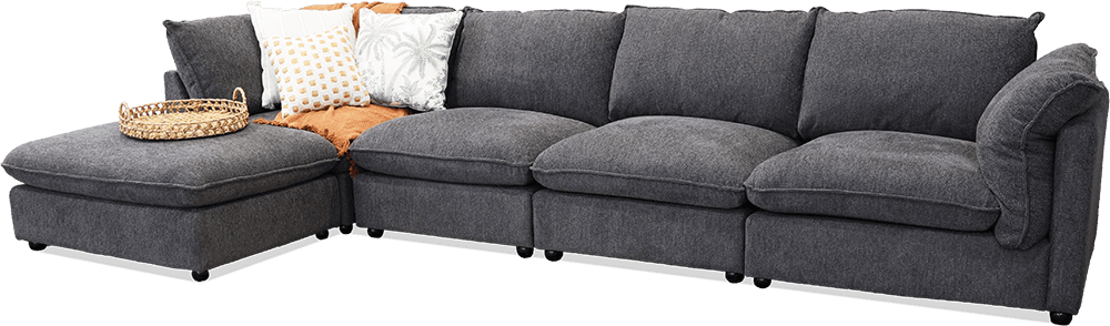 Cruz Night 4 Seater Lounge With Left Hand Chaise With Ottoman