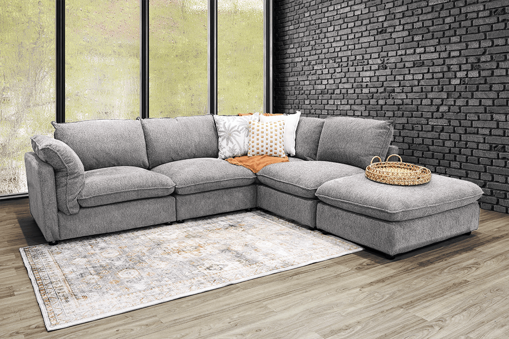 Cruz Night 4 Seater Lounge With Right Hand Chaise With Ottoman