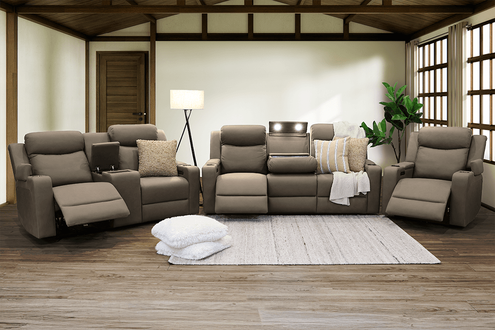 Raven Rhino 2 Seater Lounge With 2 Built In Power Recliners